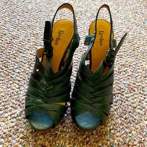 Limelight forest green platform sexy heels